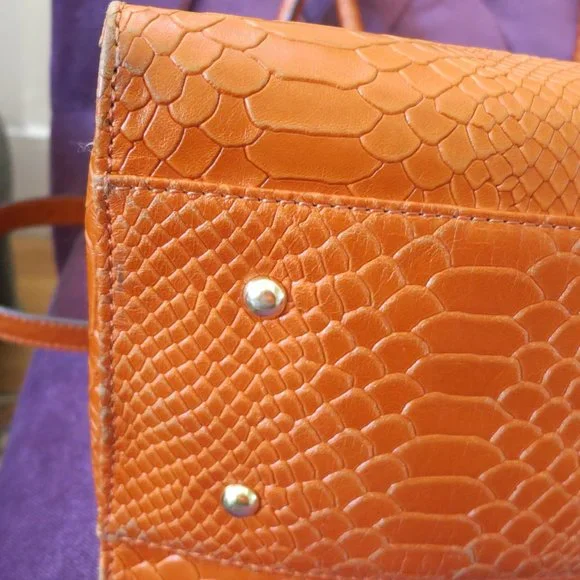 Calvin Klein Leather Bag, Orange Crocodile pattern - Picture 9 of 11